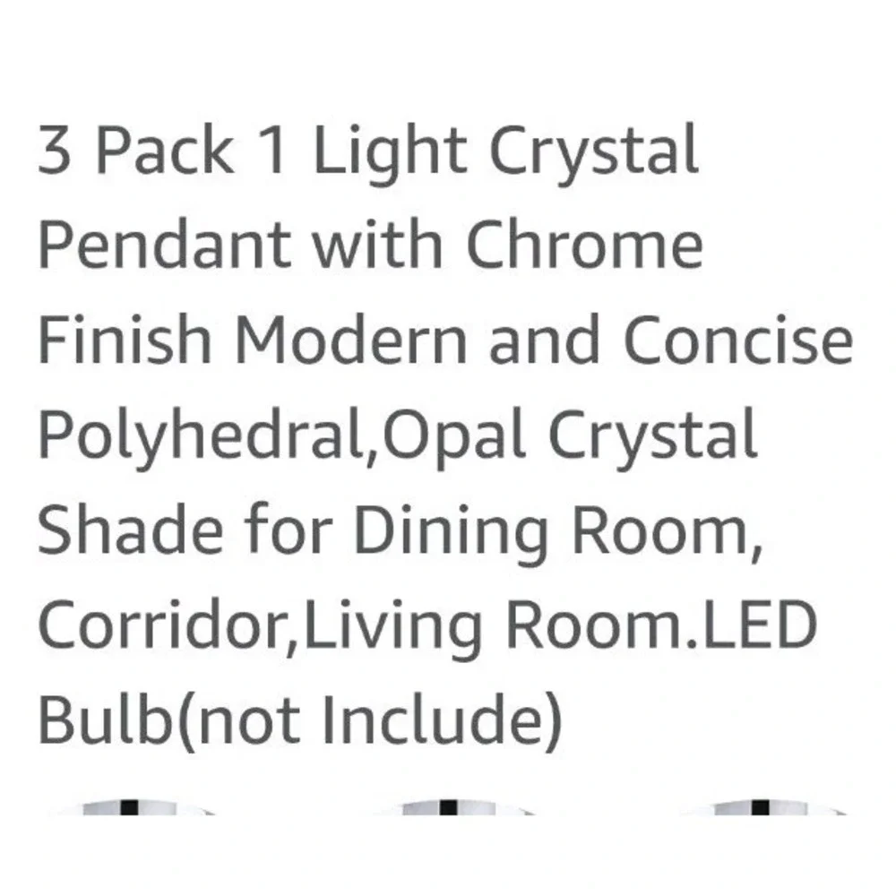 3 Pack Crystal Pendant Light, Modern Chrome Kitchen Island Pendant Lighting